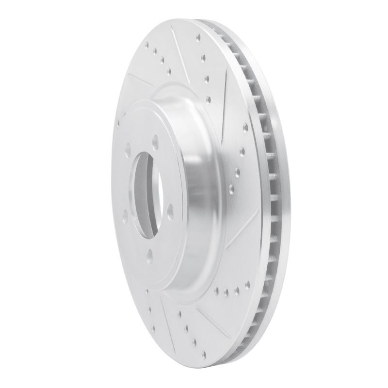 Lincoln Aviator Brake Rotor (1) - Front Right - R1 Concepts - Drilled & Slotted - Silver - `03-`05